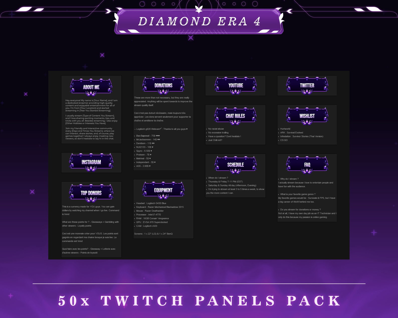 Curated visual reference: Gallery Detail: Diamond Elegance Twitch Panels Stream Overlays Luxurious Graphics