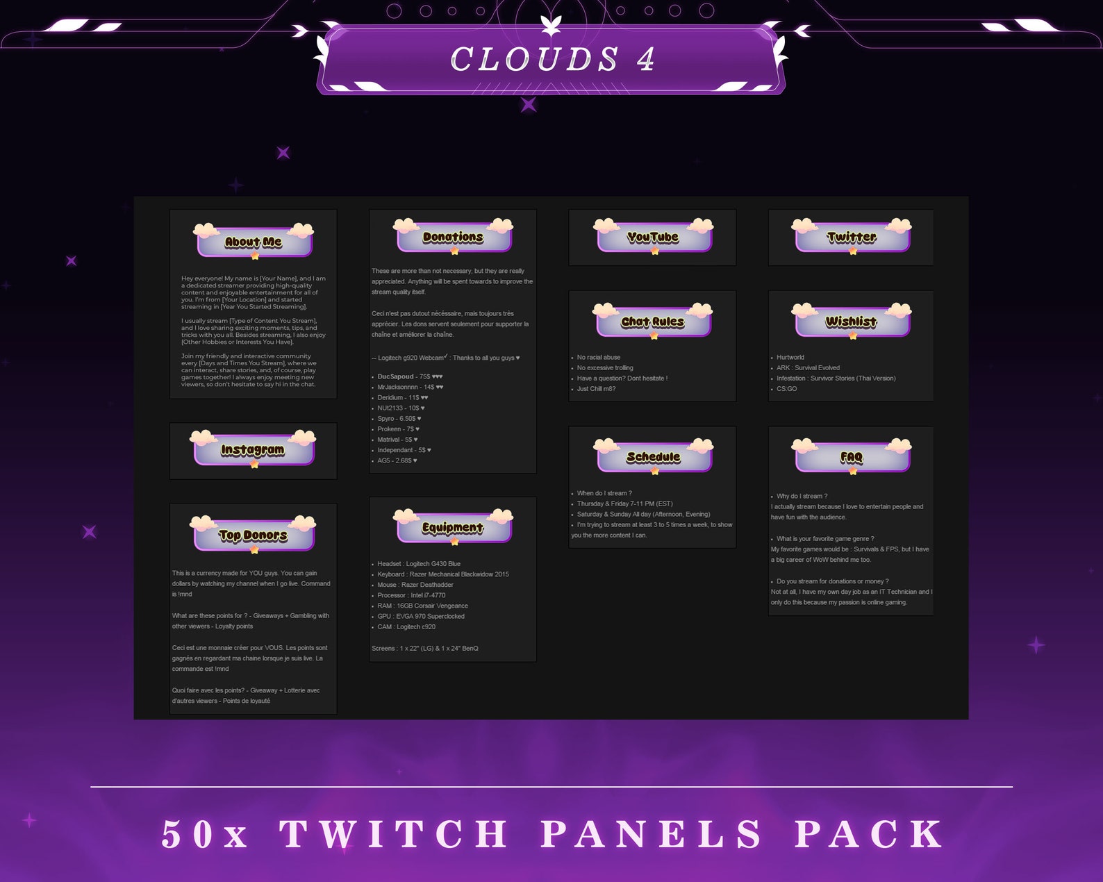 Nimbus Twitch Panels | Stream Overlays | Fluffy Theme Graphics ...
