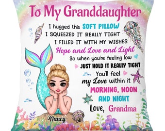 Personalized Granddaughter Daughter Mermaid Pillowcase, Personalized Pillow, To My Granddaughter Pillow,Gift For Granddaughter,Birthday Gift