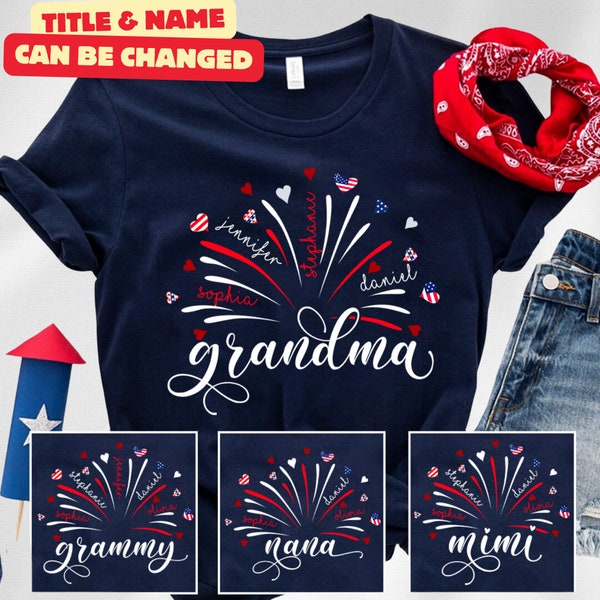 Firework America Flag T Shirt, Firework America Flag Grandma&Kids, Firework USA Shirt, Gift For American, Red White Blue Shirt, American Tee