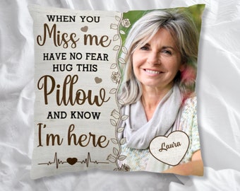 Personalized Photo Pillow,Memorial Pillow,Custom Hug This Pillow And Know I'm Here Pillow,Custom Photo Pillow,Memorial Pillow, Memorial Gift