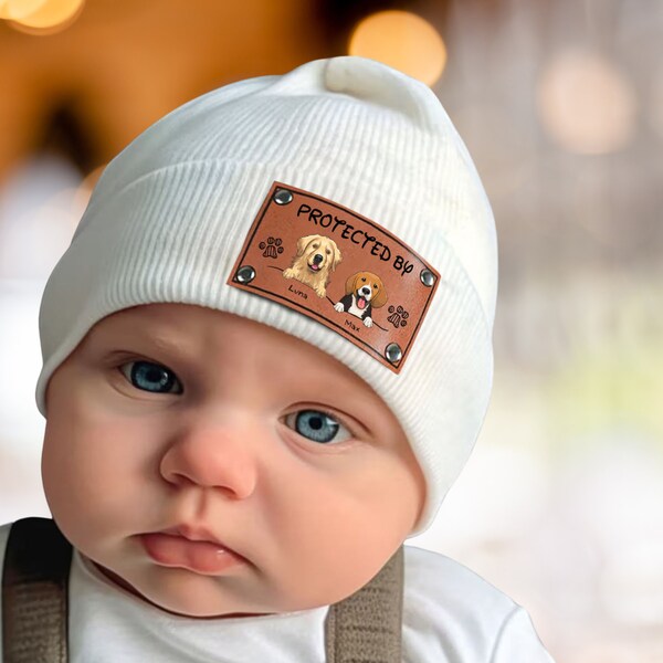 Personalized Custom Baby Beanie, Custom "Protected By" Beanie, Newborn Baby Beanie, Protected Baby Adult, Gifts For Family, Beanie for Baby.