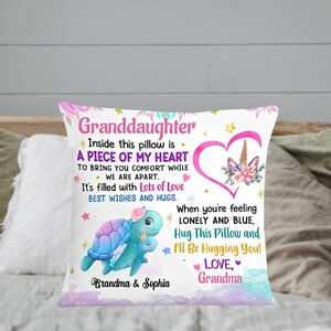 Personalized Granddaughter Pillow, Personalized Granddaughter Daughter Sea Animals Hug This Pillow, Gifts For Granddaughter, Birthday Gifts.