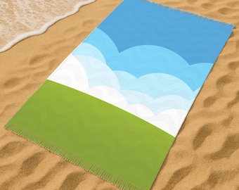 Minimalistisches Strandtuch Mockup, Canva und Photoshop Vorlage, Sommer Handtuch Szene für POD Verkäufer & Designer
