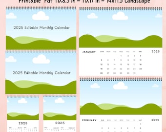 2026 Editable Monthly Calendar, Canva Monthly Calendar, Canva Calendar, Canva Templates for Yearly Monthly Calendar, Photo Calendars