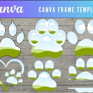 Modelo de moldura Canva Adicione seu próprio padrão de impressão de pata, crie elementos de design digital CANVA, arraste e solte fotos ou padrões facilmente