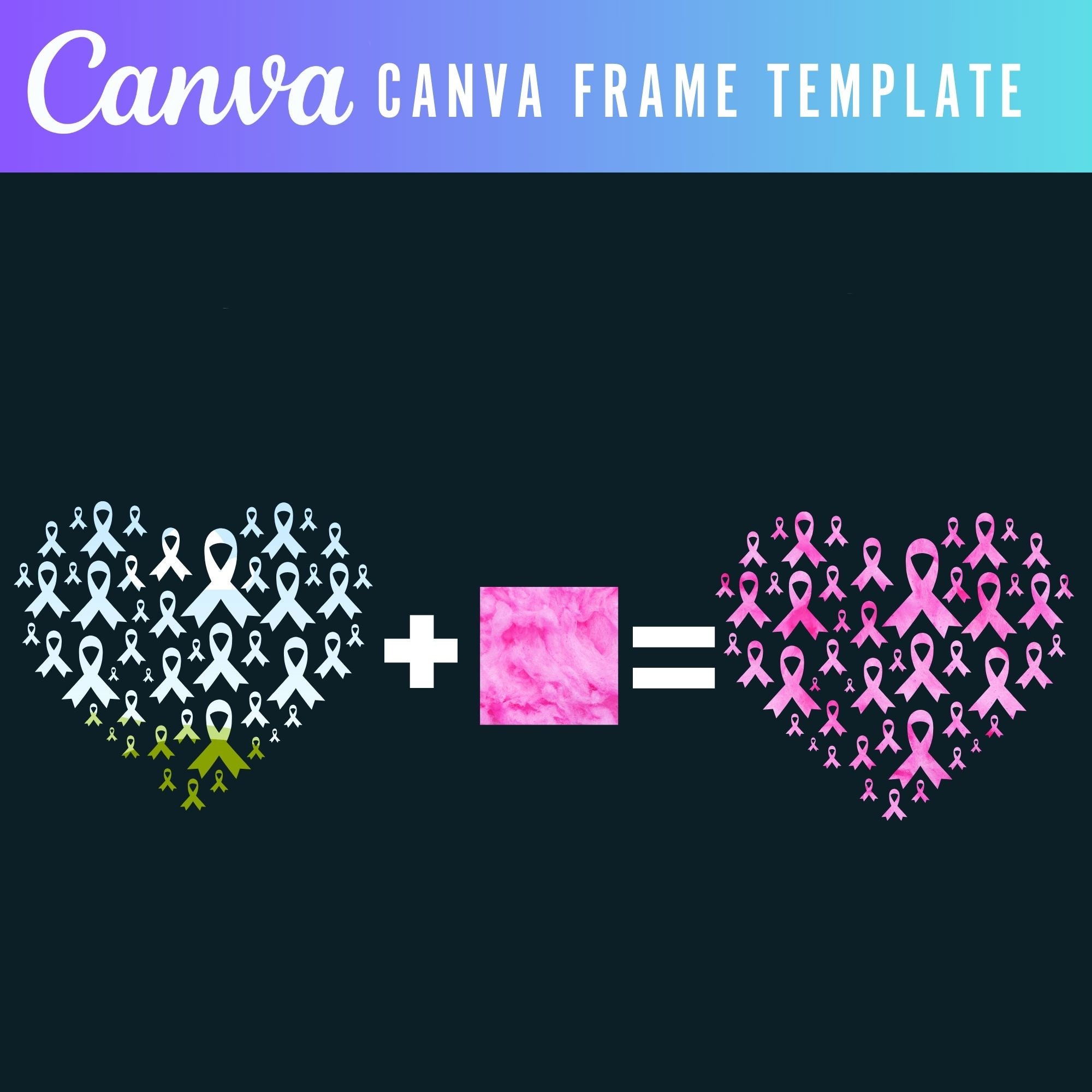 Canva Frame Bundle , Canva Cancer Ribbon Template| Editable Ribbon ...
