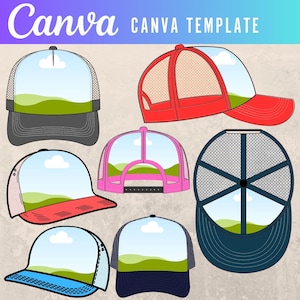 Trucker Hat Canva Template, Trucker Hat Design Template,  Blank Hat Template, Trucker Hat Template SVG, Trucker Hat Label SVG