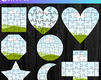 Plantillas de marcos de rompecabezas de Canva, plantilla de collage de fotos de corazón de Canva, plantilla de marco de Canva CDR, relleno de foto de diseño de Canva editable