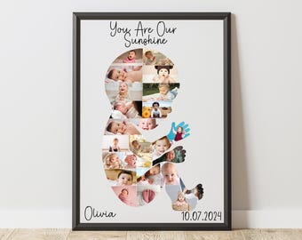 Newborn Photo Collage Template, Baby Announcement, Canva Art (Digital Download)