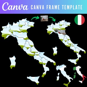 Canva Rahmenvorlage, personalisierte Italien Reisekarte, Italien Karte Fotocollage, Fotocollage, Reisefotocollage, Italien Poster