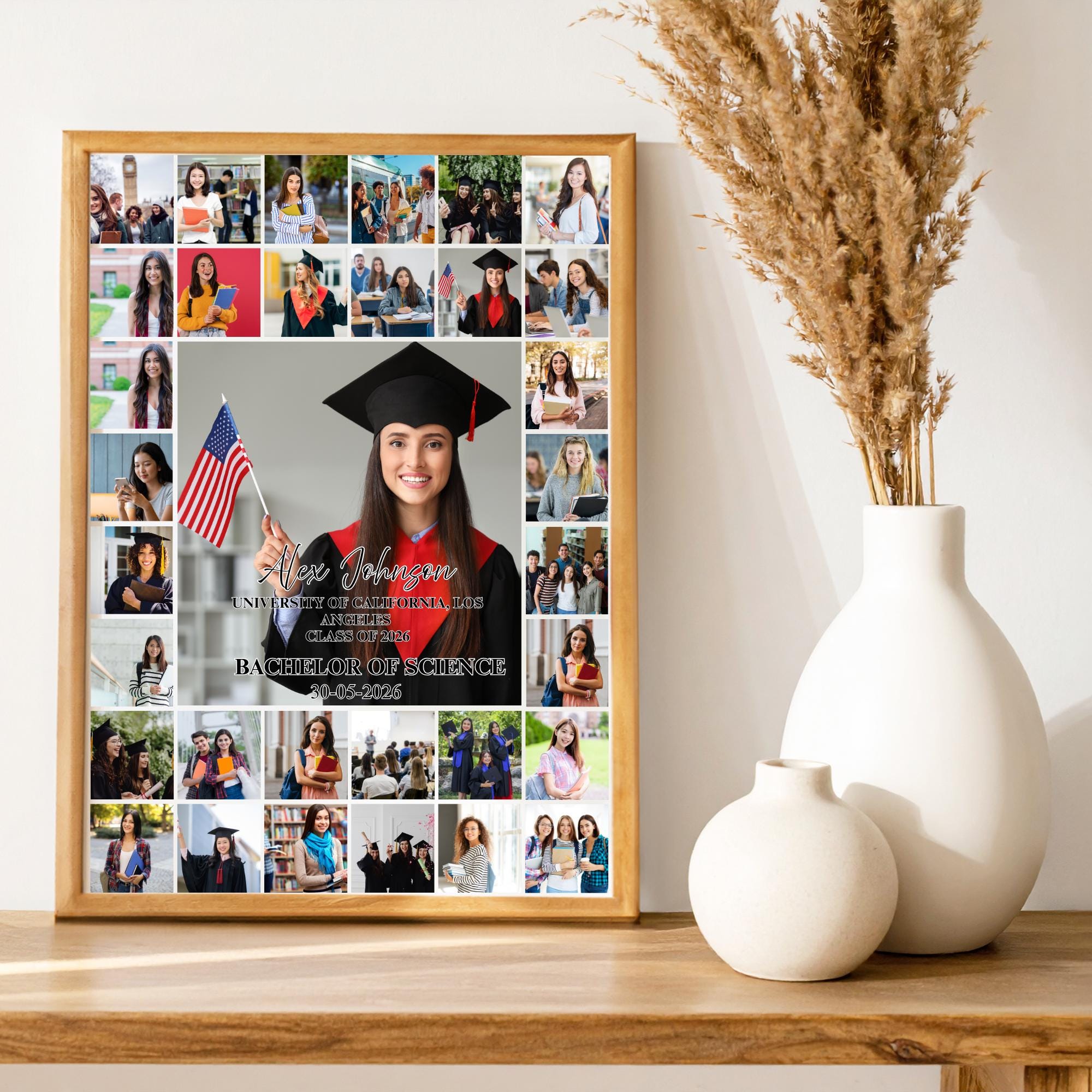 Graduation Collage Examples Graduation Photo Collage Template, Editable Canva Welcome Sign (digital ...