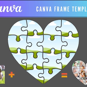 Heart puzzle Doodle CANVA Frames Bundle | Heart puzzle on CANVA with Easy Drag and Drop | Custom Heart puzzle Create your Doodle
