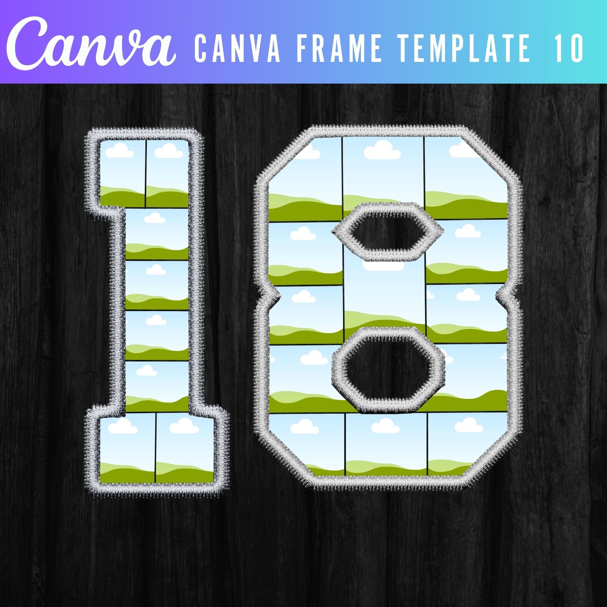 Editable Canva Template for a Numbered Photo Collage Frame: 0-9, Faux ...