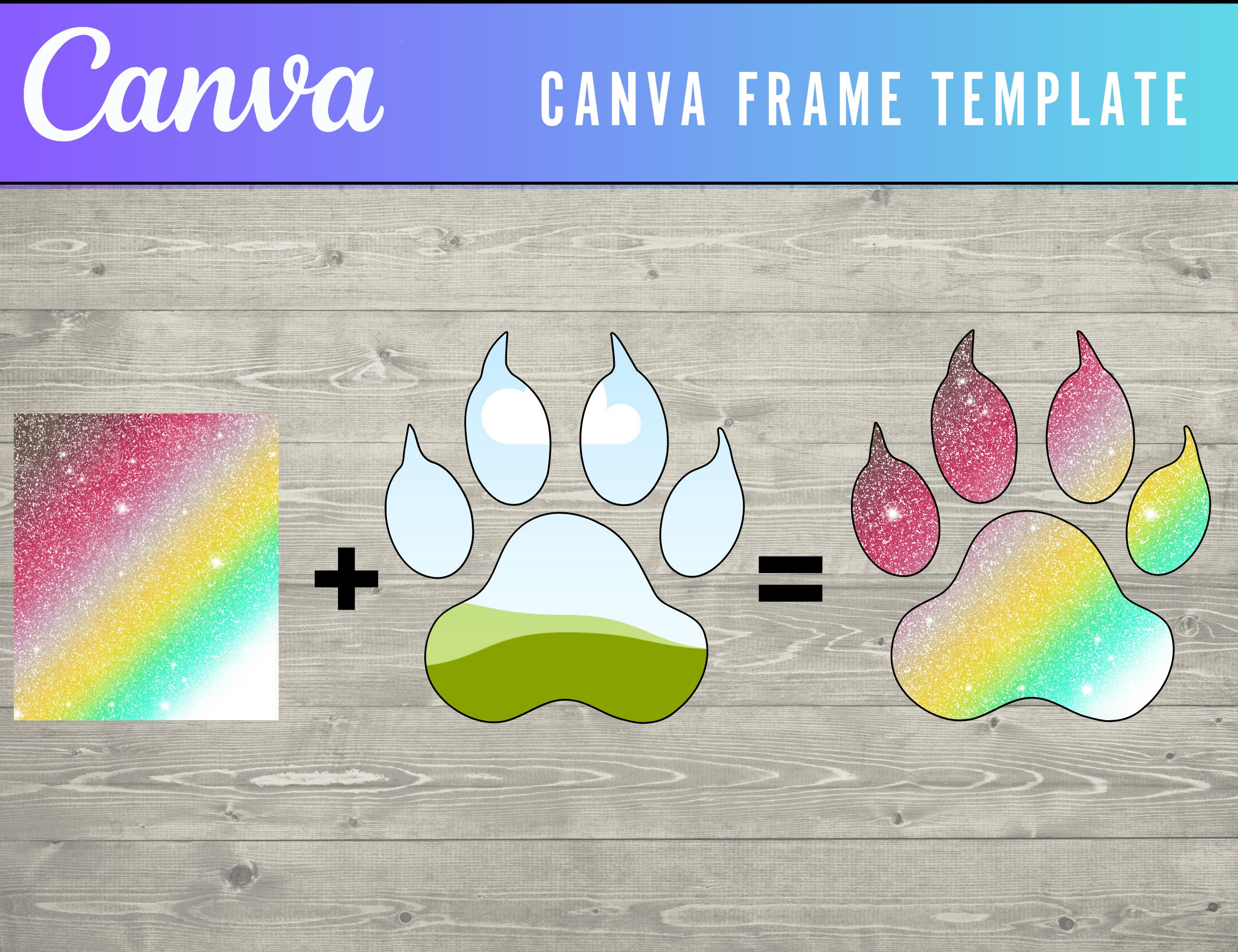 Canva Frame Template Add Your Own Pattern Paw Print, Create Digital ...