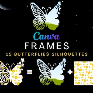 Butterflies Canva Shapes | CANVA TEMPLATES | Drag and Drop Sublimation Tempalte - Editable Canva Frame Designs
