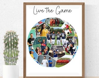 Editable Soccer Photo Collage Canva Template – Custom Football Frame, Sports Team Picture Layout, Printable Digital Download