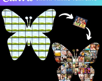 Canva Frame Template , Best Friends Photo Collage Template, Butterfly Shape Best Friend Gift, Best Fiends Forever Gift, Bestie Gifts