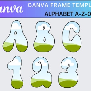 Fill your own Doodle Letters on CANVA ,Drag and Drop Alphaset Alphabet Letters Download Digital File Canva Frame
