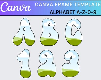 Fill your own Doodle Letters on CANVA ,Drag and Drop Alphaset Alphabet Letters Download Digital File Canva Frame