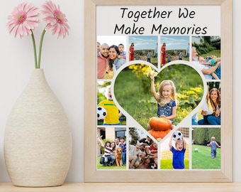 Heart Photo Collage Canva Template, Love Picture Collage Frame, Personalized Heart Photo Layout, Editable Canva Template for Printing