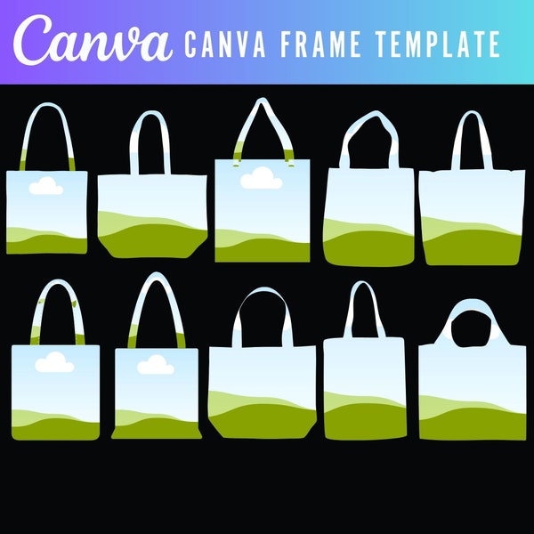 Canva Frames Bundle| Tote Bag Mockup Bundle For Canva | Drag and Drop| Easy use| Friendly|Canvas Bag Template| Shopping Tote|Gift Bag