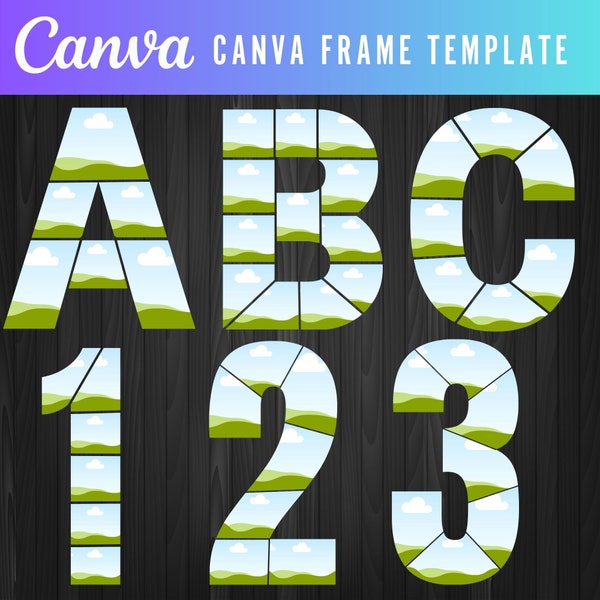 Canva Templates ,Canva Photo Collage Letters, Editable Canva template for a numbered photo collage frame, ideal for birthdays, anniversaries