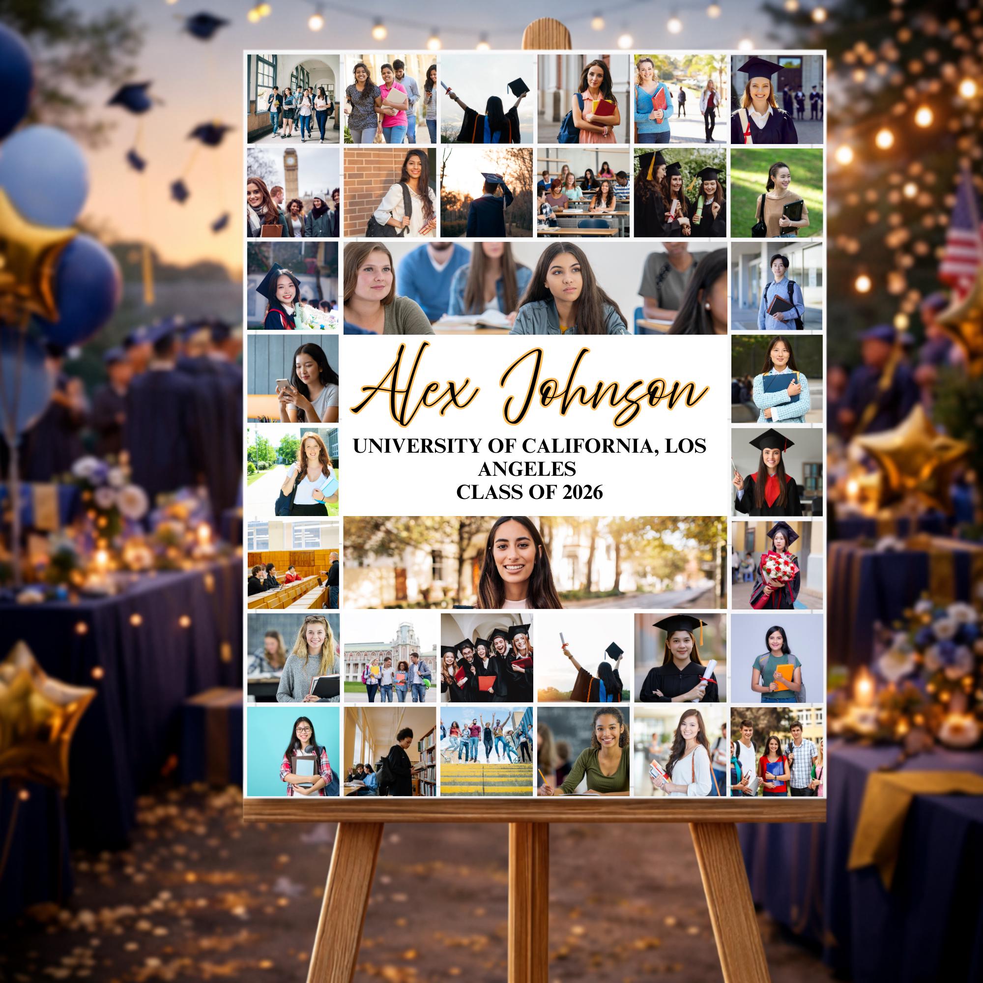 Graduation Photo Collage Examples Graduation Photo Collage Template, Editable Canva Welcome Sign (digital ...