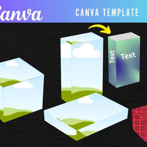 Plantilla de Canva para maqueta de caja, maqueta de caja de producto, plantilla de caja DIY, caja de software, caja en blanco, caja de correo, maqueta de empaque de marca