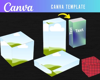 Box Mockup Canva Template, Product Box Mockup Display, DIY Box template, Software Box Blank Box Packaging Mailing Box Brand Packaging Mockup