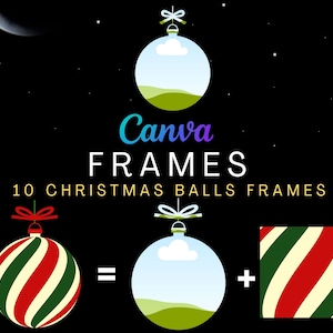 Christmas Canva Frame, Christmas Balls Patterned Ornaments Frames Canva , Santa Designs , Editable Canva Template