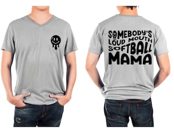 La boca ruidosa de alguien Mamá de softbol Sonrisa derretida SVG PNG / frente y dorso PNG, mamá de softbol SVG, softbol SVG PNG DXF, Alguien es ruidoso SVG