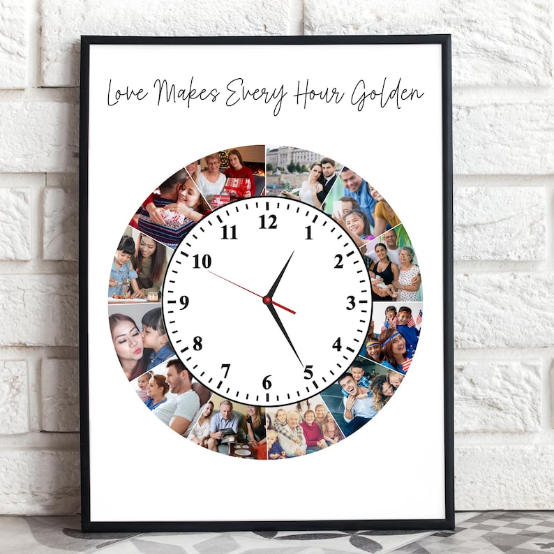 Clock Photo Collage Canva Template – Custom Picture Collage Frame ...