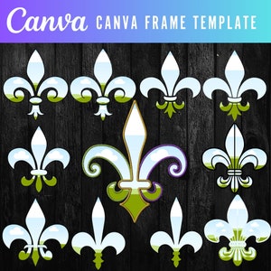 Fleur De Lis Canva Marco Plantilla Puntada / Canva Marcos Plantillas / Mardi Gras Fleur De Lis PNG, Patrón de punto de cruz