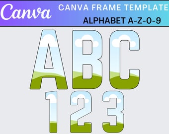 Fill your own Doodle Letters on CANVA . Drag and Drop Alphaset Alphabet Letters Download Digital File Canva Frame