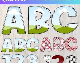 Canva Frame Doodle Alphabet UPPERCASE, and Numbers, Editable Canva Letters template Custom Fill Pattern,  Canva Frame Designs