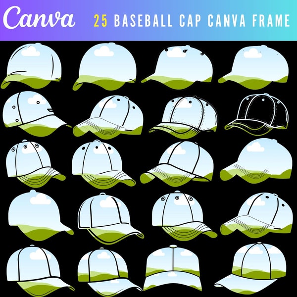 Baseball Cap Canva Frame , Baseball Cap Canva Frame Bundle with Easy Drag and Drop , Add your Own Pattern , Sport Hat Caps Png - Mom Life
