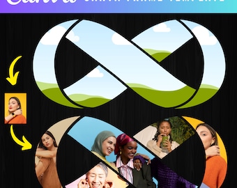 Canva-Vorlagen Infinity-Zeichen, Canva-Fotocollage Infinity-Zeichenvorlage, bearbeitbare Canva-Vorlage für einen Infinity-Zeichen-Fotocollagenrahmen