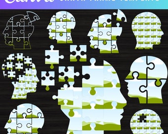 Canva Template Autism Puzzle , Autism Puzzle Head Illustration Canva Templates , Autism Awareness , Autism Puzzle Illustration