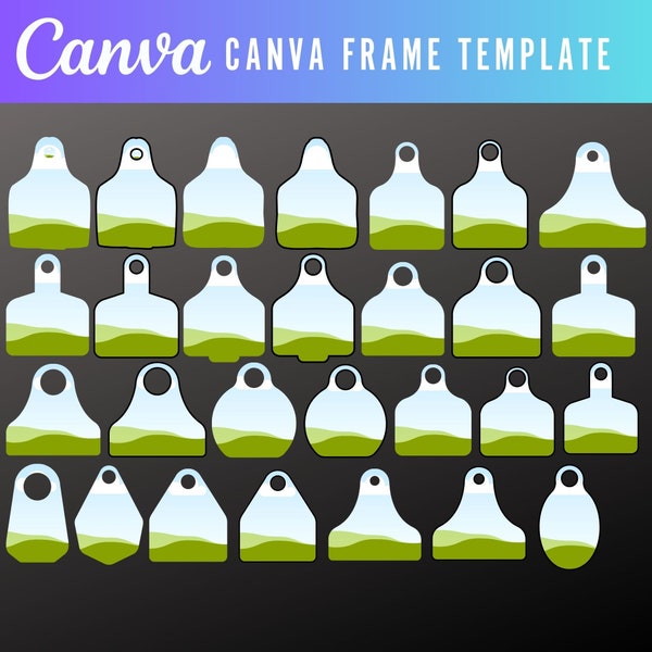 Make Your Own COW TAGS on CANVA,  Editable Canva Element Templates cow, Customizable Canva Frame Designs, Drag and Drop Sublimation Template