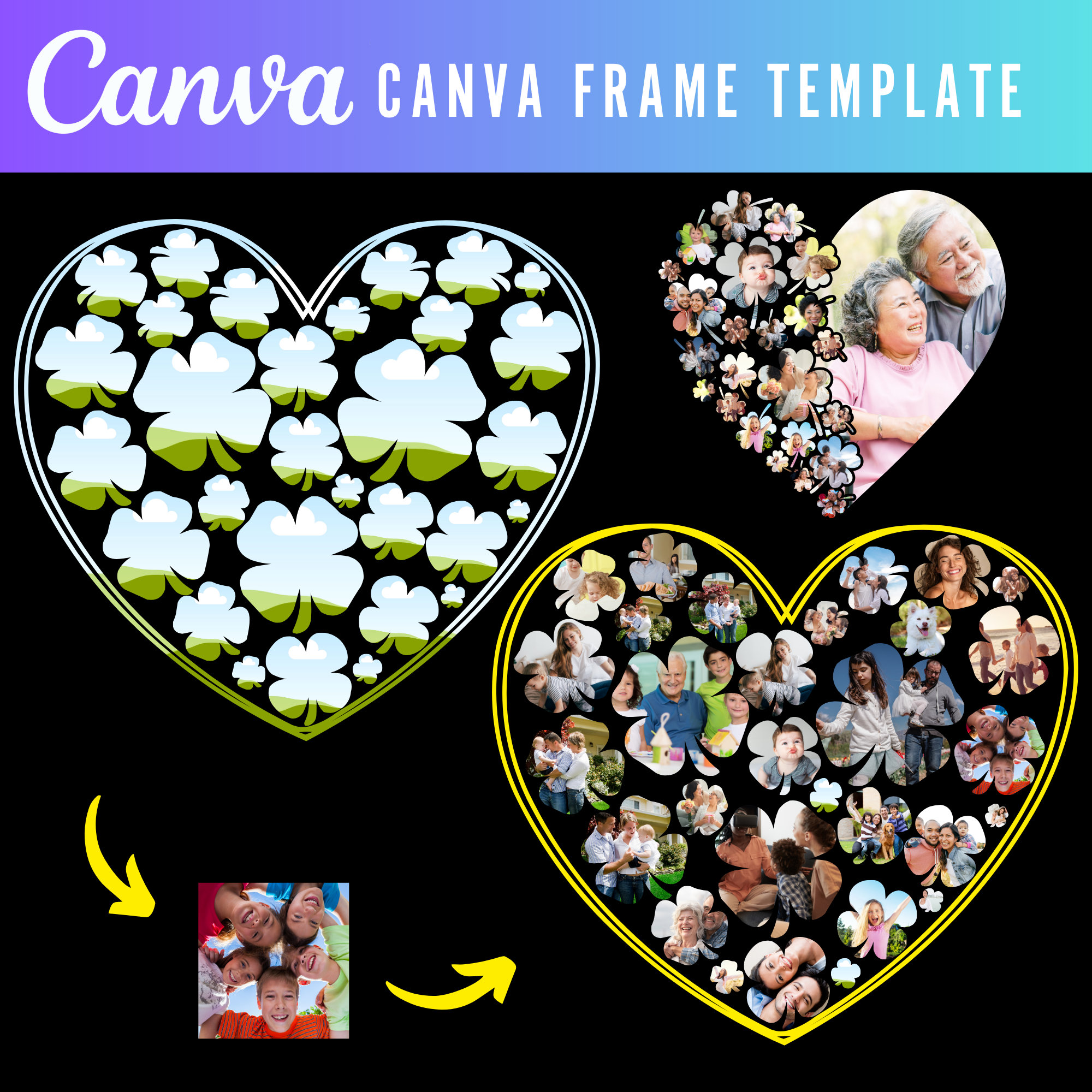 Clover Canva Frames Templates , Editable Canva Template for a
