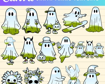 Canva frames shoe print canva frames ,Ghost Canva Frames Bundle ,Spooky Season, Editable Canva Template Sublimation Design Groovy Cute Ghost