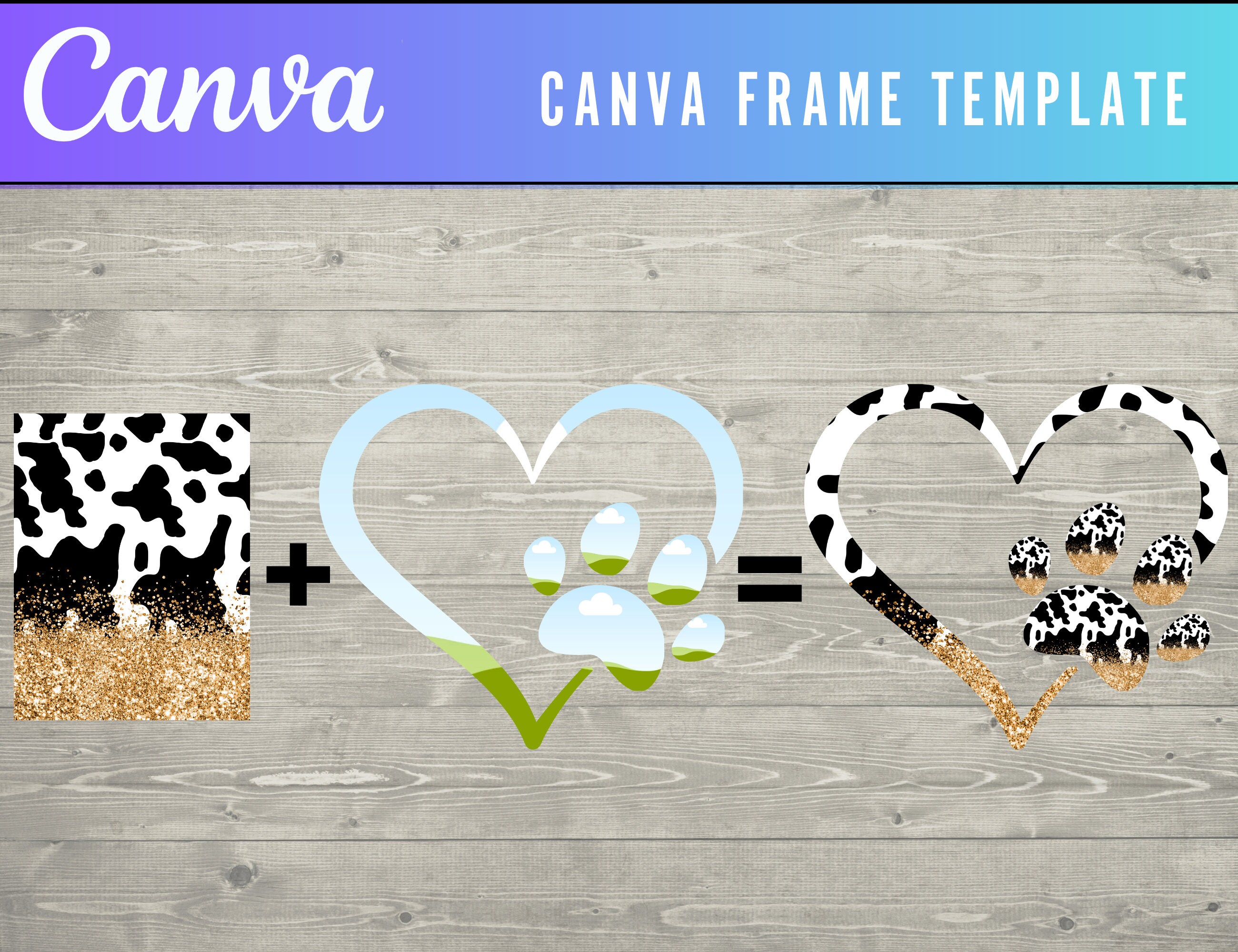 Canva Frame Template Add Your Own Pattern Paw Print, Create Digital ...