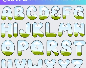 Fill your own Doodle Letters on CANVA with Allowed Drag and Drop Alphaset Alphabet Letters Download Digital CanvaTempalte
