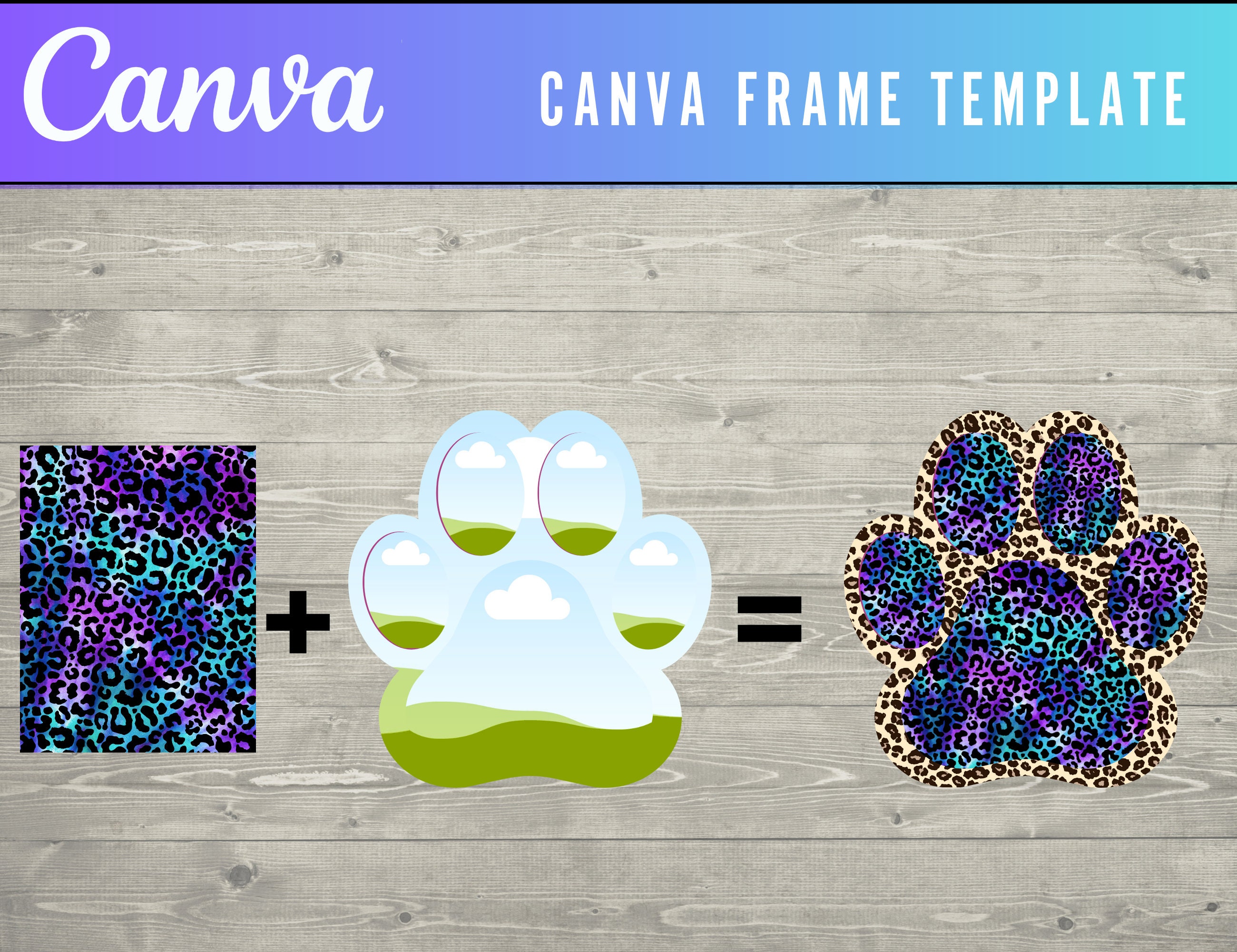 Canva Frame Template Add Your Own Pattern Paw Print, Create Digital ...