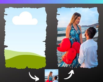 Bleach Effect Distressed Edges Canva Frames Editable, Canva Frame Mockup Drag and Drop,Bleach Effect Canva Frames Customizable