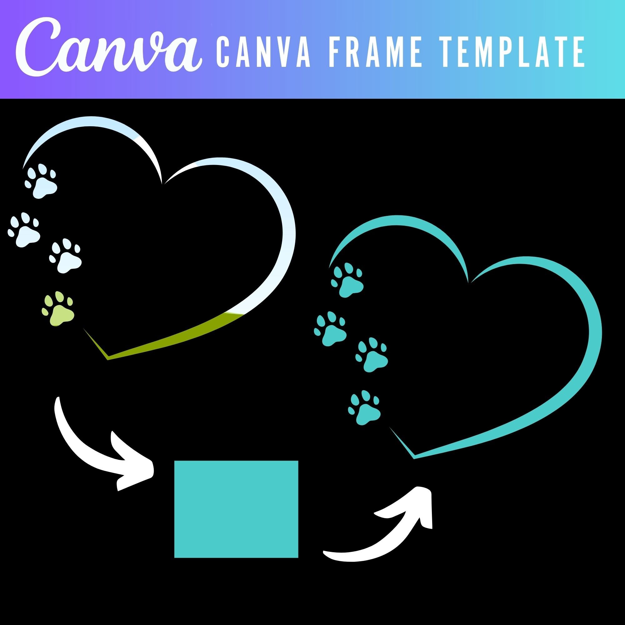 Canva Frame Template Add Your Own Pattern Paw Print, Wild Cat Paw Canva ...