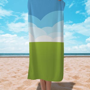 Modelo de Toalha de Praia Canva | Toalha de Verão Sublimada PNG | PSD Editável para POD | Mockup Costeiro Realista para Etsy e Impressão sob Demanda
