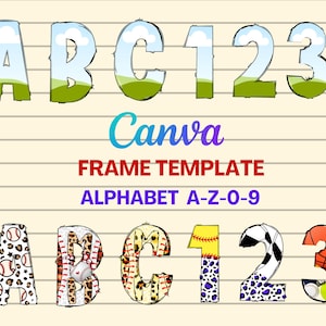 Preencha suas próprias letras de rabisco no CANVA com , arraste e solte letras do alfabeto Alphaset Baixe o arquivo digital Canva Frame
