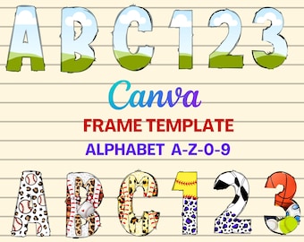 Fill your own Doodle Letters on CANVA with , Drag and Drop Alphaset Alphabet Letters Download Digital File Canva Frame